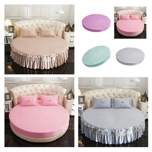 Satin Silk Fitted Sheets Round Bed Skirt Plain Dyed Bedding 200cm 220cm Dia Ebay