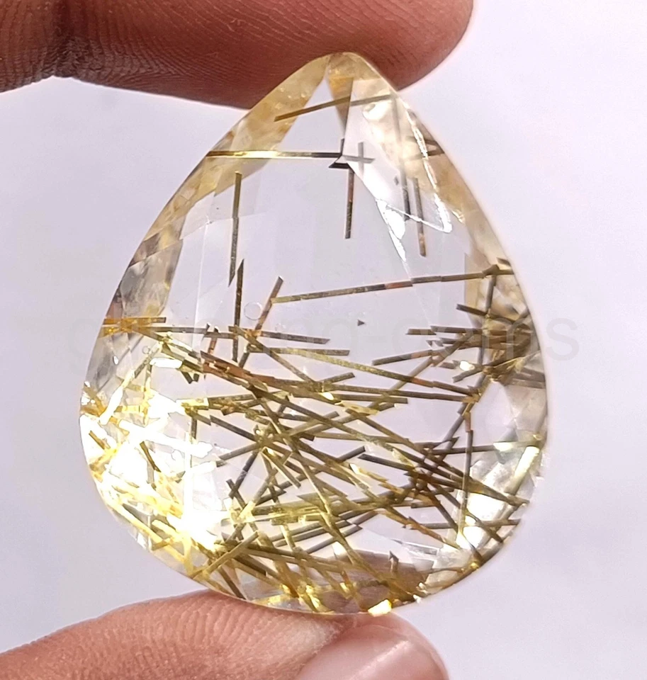 Lab-Created Rutilated Quartz Yellow 67.95 Ct Pear Cut IGL Loose Gemstone 5JSA - Image 3 of 4
