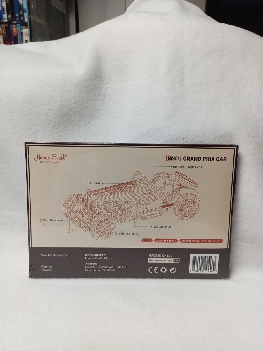 ROKR Hans Craft 1:16 Scale 3D Wooden Puzzle – Grand Prix Car Model STEM Kit