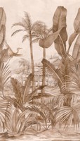 Grandeco Fototapete Vlies A53501 Dschungel VöGel Palmen Beige Braun (10,10€/1Qm)