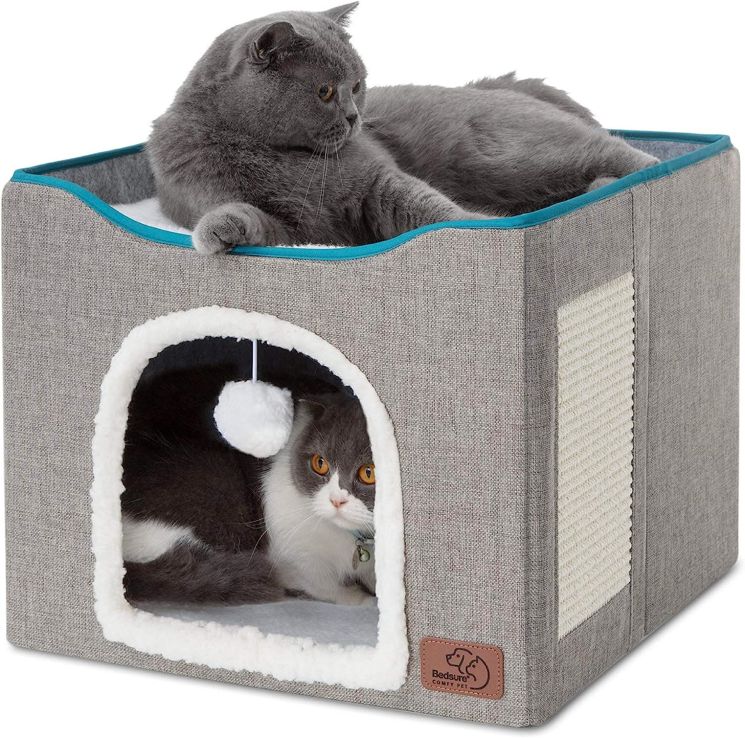 Bedsure Cat Bed for Indoor Cats -Large Cat Cave for Pet Cat House with Fluffy