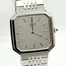 SEIKO Watch Credor 6020-5070 Silver Gray Quartz Men's Non-Working Auth Rare