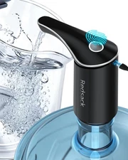 Rechargeable Water Dispenser Pump for 5 Gallon Bottle, Electric USB-C Black 