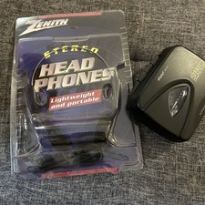Street Beat Cassette Player and nos vintage headphones Zenith New Belt serviced
