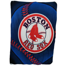 BOSTON RED SOX Fleece Throw Rug Blue/Red Northwest Baseball Size 63in x 43in