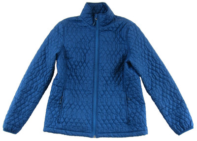 Lands' End Blue Quilted Primaloft Lightweight Zip Mock Neck Jacket Women M 10-12