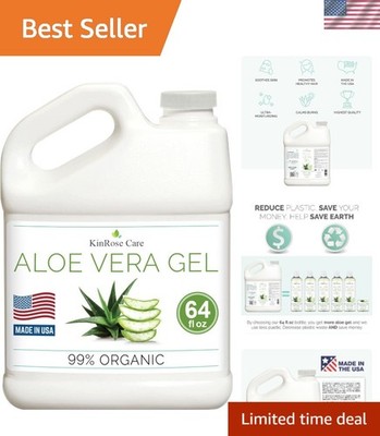 Organic Aloe Vera Gel 64 Fl Oz: 100% Pure & Cold-Pressed for Face, Skin & More