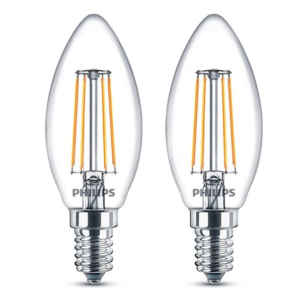 2 X Philips Led Filament Lampen Kerzen 4,3W = 40W E14 Klar 470Lm Warmweiß 2700K-image
