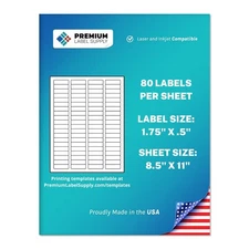 White Sticker Return Address Labels – 1.75" x .5" – Laser/Inkjet Compatible –...