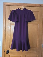Calvin Klein Mock Neck Flared sleeves scuba Dress aubergine size 2