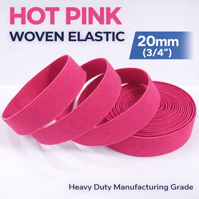 Hot Pink Elastic Band 20mm (3/4'') Heavy Duty Sewing Elastic   Avetco