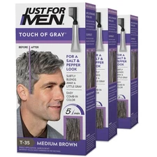Touch of Gray Men's Hair Color Kit, Medium Brown, T-35, Pack of 3.