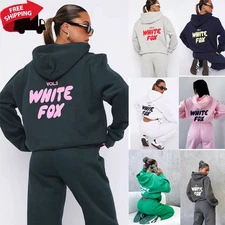 Womens 2PCS Sports Tracksuit Sets White🔥Boutique🔥fox Hoodies Leggings Printed