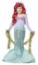 Child Mermaid Costume Large 10-12 with Sequin Dress and Seashell Headband