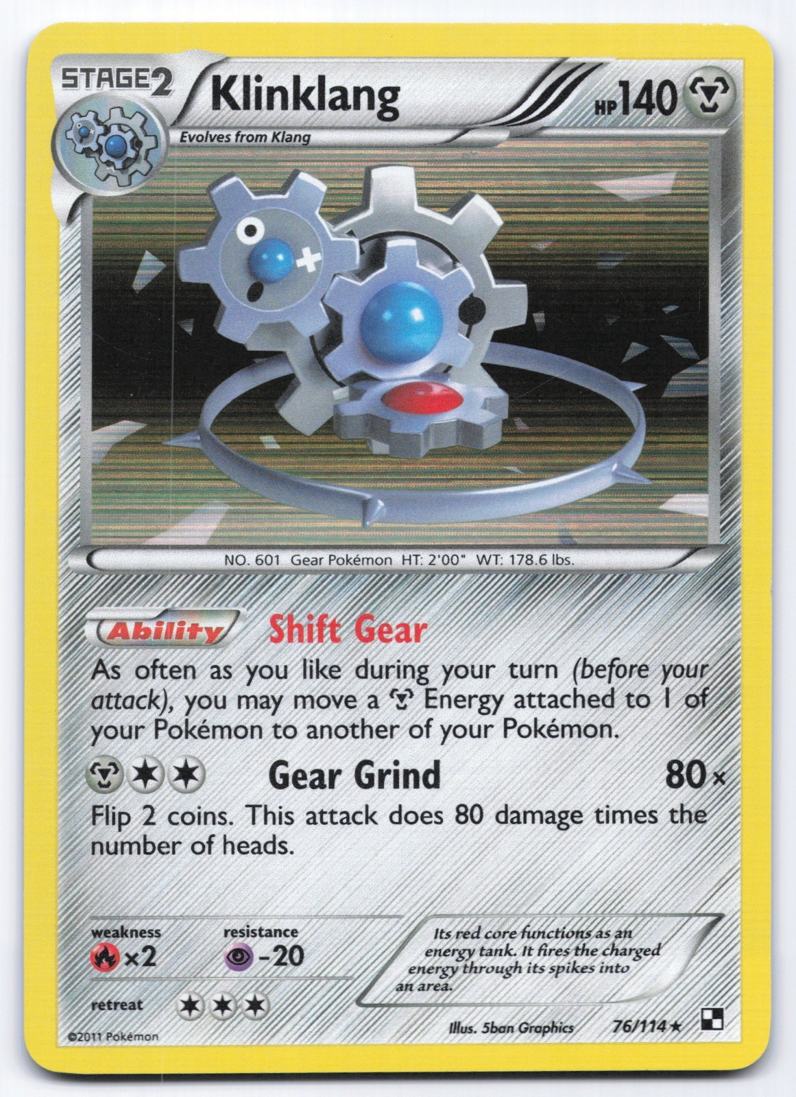 Klinklang 76/114 Black & White Base Set Holo Rare Pokemon Card