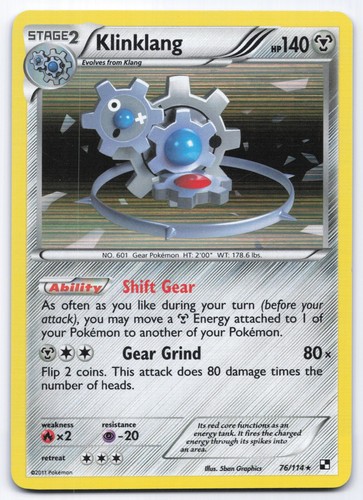 Klinklang 76/114 Black & White Base Set Holo Rare Pokemon Card