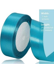 Turquoise Blue Satin Ribbon 1"x 25 Yards For All Occasions Lot Of 3