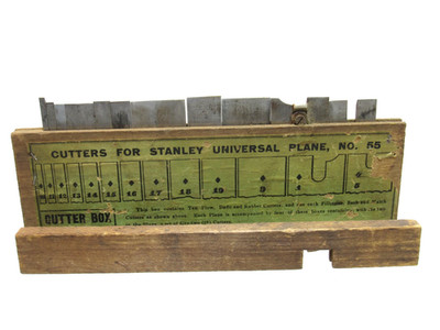 O NICE STANLEY NO. 55 COMBINATION PLANE ORIGINAL BOX 2 FULL SET CUTTER T12926