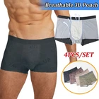 4PCS Breathable 3D Pouch Mens Boxer Briefs Shorts Underpants Underwear & Letters