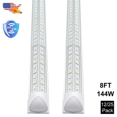 12/25Pcs 8FT Led Shop Lights 144W T8 Integrated Led Tube Light Bulbs No RF 6500K