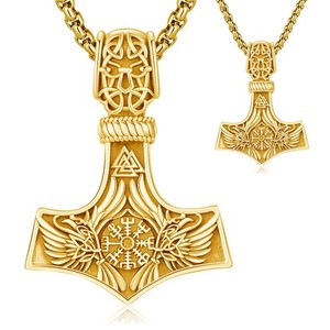 Authentic Viking Thor's Hammer Necklace 18K gold plated Mjolnir