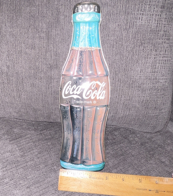 Coca-Cola Contour Bottle Metal Tin Container with Lid, Silver Multicolor