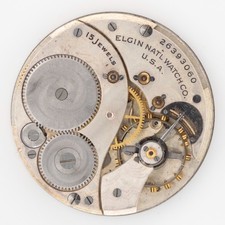 Elgin Grade 315 Model 3 12-Size 15-Jewel Antique Pocket Watch Movement, Runs