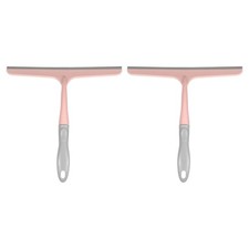 2pcs Shower Squeegee 9.6 Inch Cleaner Tool with Hole for Glass Window, Pink