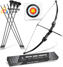 BOWRILLA Bow and Arrow for Kids Beginners Archery Set with 6 Arrows, black
