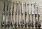 VINTAGE Grande Baroque by Wallace Sterling Silver Set of 12 Steak Knives 9 3/8"