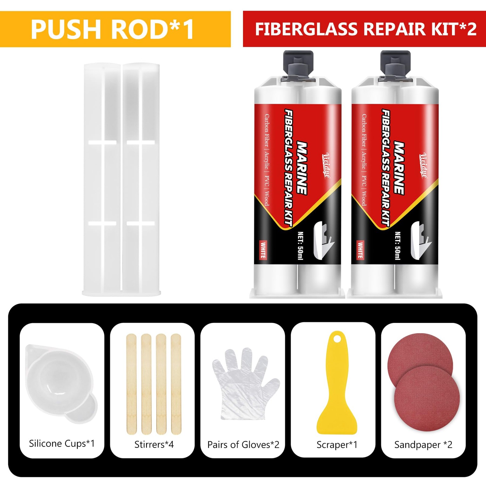 Marine Fiberglass Repair Kit, 100ml White Gel Coat Repair Kit for Repairing C...