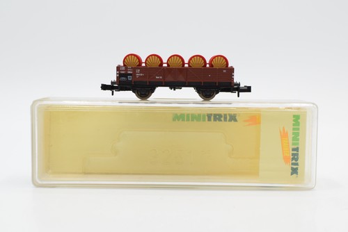 Minitrix N 18070 Niederbordwagen Omm 32 mit Ladung Shell DB | Condition: Gebraucht