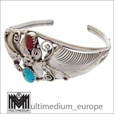 Navajo Albert Yazzie Türkis Silber Armspange Armband silver turquoise bracelet