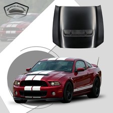 For 2010-2014 Ford Mustang Gt500 Style Aluminum Front Hood Panel Cover Black