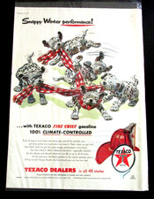 VTG 1956 Texaco Print Ad 10"x14" Dalmatians Scarf Fire Chief Fireman's Red Hat