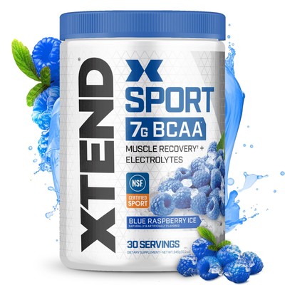 XTEND Sport BCAA Powder Blue Raspberry Ice - Electrolyte Powder for Recovery ...