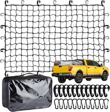 Heavy Duty Stretchable Cargo Net 4x6 Feet Expands to 10x15 Feet Black Rubber