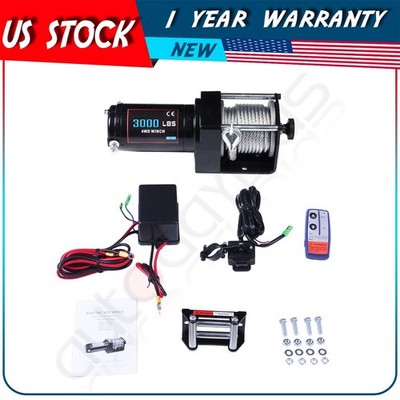 3000LBS ATV UTV Winch 40' Steel Cable Electric Winch 12V for Arctic Cat 02-05