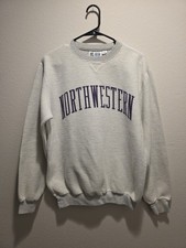 Vintage Northwestern University Sweatshirt Mens Med Gray NCAA Gear For Sports B2