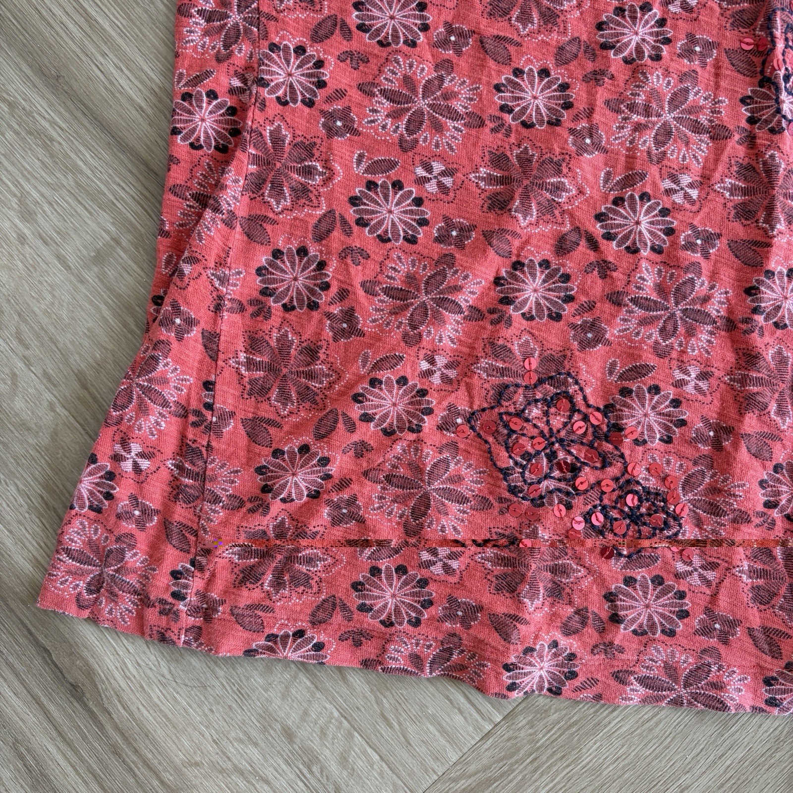 Rocha John Rocha RJR Coral Orange Black Floral Print T-Shirt Top UK Size UK 16 image 4