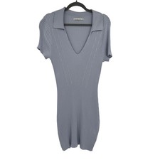 Abercrombie & Fitch Women's Medium Periwinkle Light Blue Collar Knit Mini Dress 