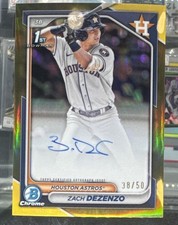 2024 Bowman Chrome Zach Dezenzo Auto Gold  Refractor 1st Prospect #/50 Astros