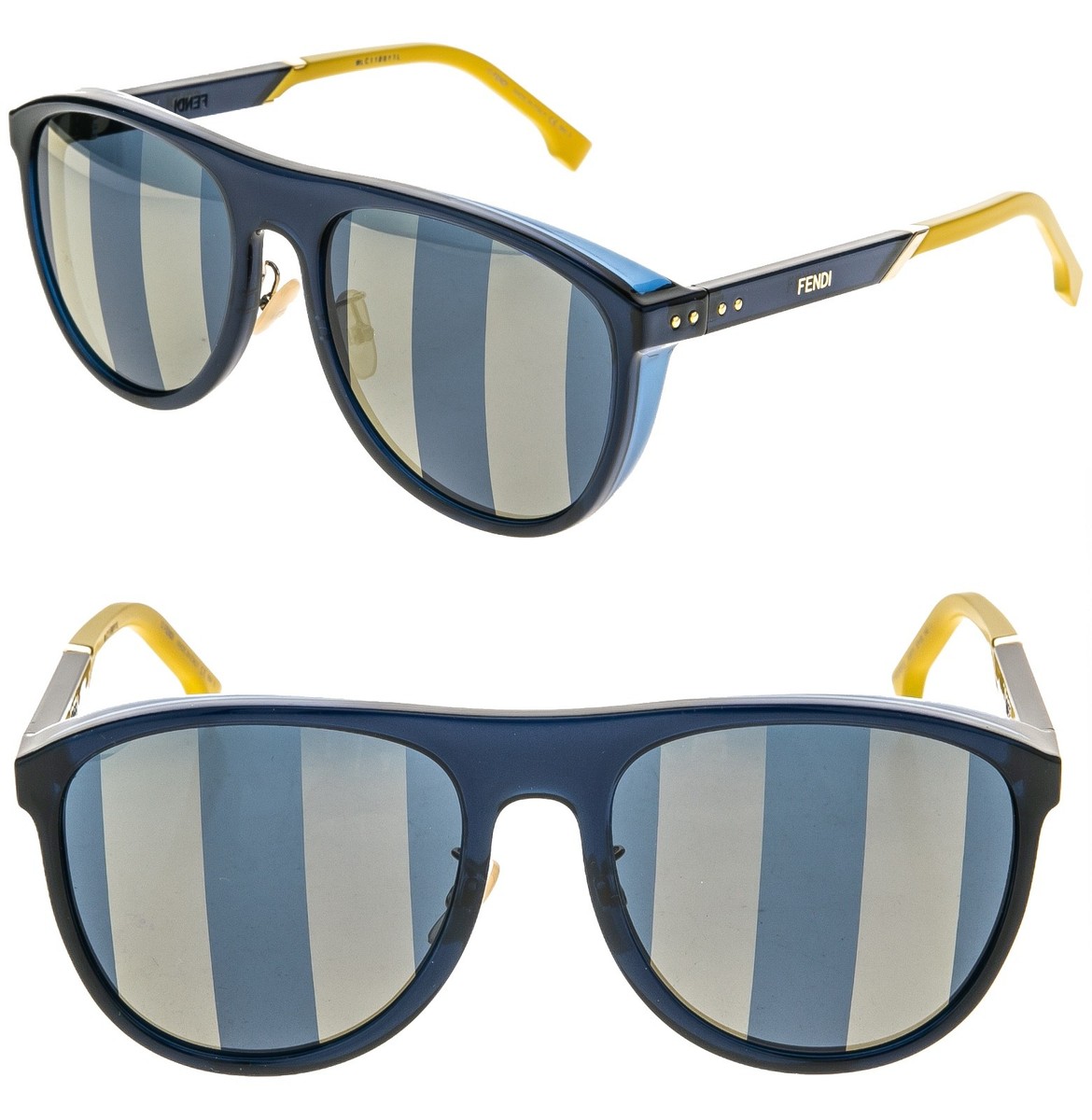 FENDI FFM0085S BOTANICAL 0085 Pequin Blue Yellow Stripe Mirror