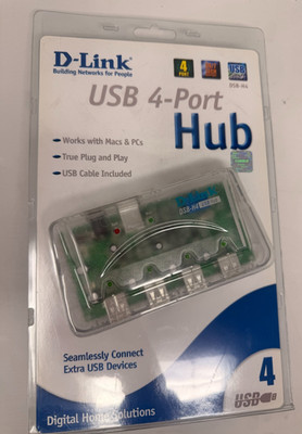 D-Link DSB-H4 USB 4-Port Hub w/ AC Adapter & Cable   NEW