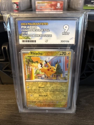 Pokemon TCG Paldean Fates Pikachu 018/091. Costco Box Exclusive. Ace Mint 9