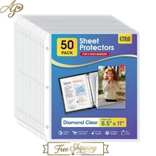 Top Loading Plastic Page Protectors - 50 Pack for 8.5 x 11 Documents, Durable