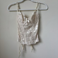 Vintage Victorias Secret Corset Bustier 34B Cream Color W/Lace