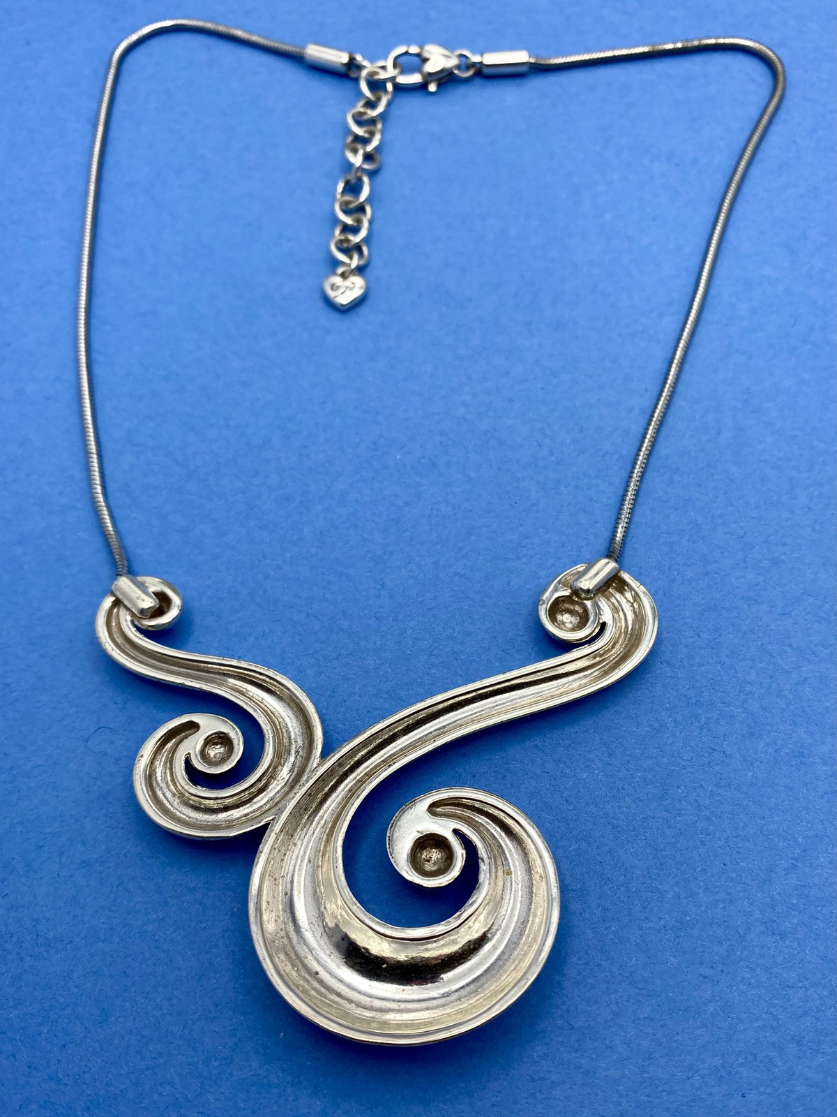 Brighton Large Scroll Silver Retired Pendant Neck… - image 5