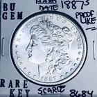 1887 S BU GEM MORGAN SILVER DOLLAR UNC MS+++ U.S. MINT RARE KEY COIN 8684