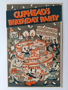 Cuphead Birthday Party Limited Edition Poster Print Rare Merchandise Collectible